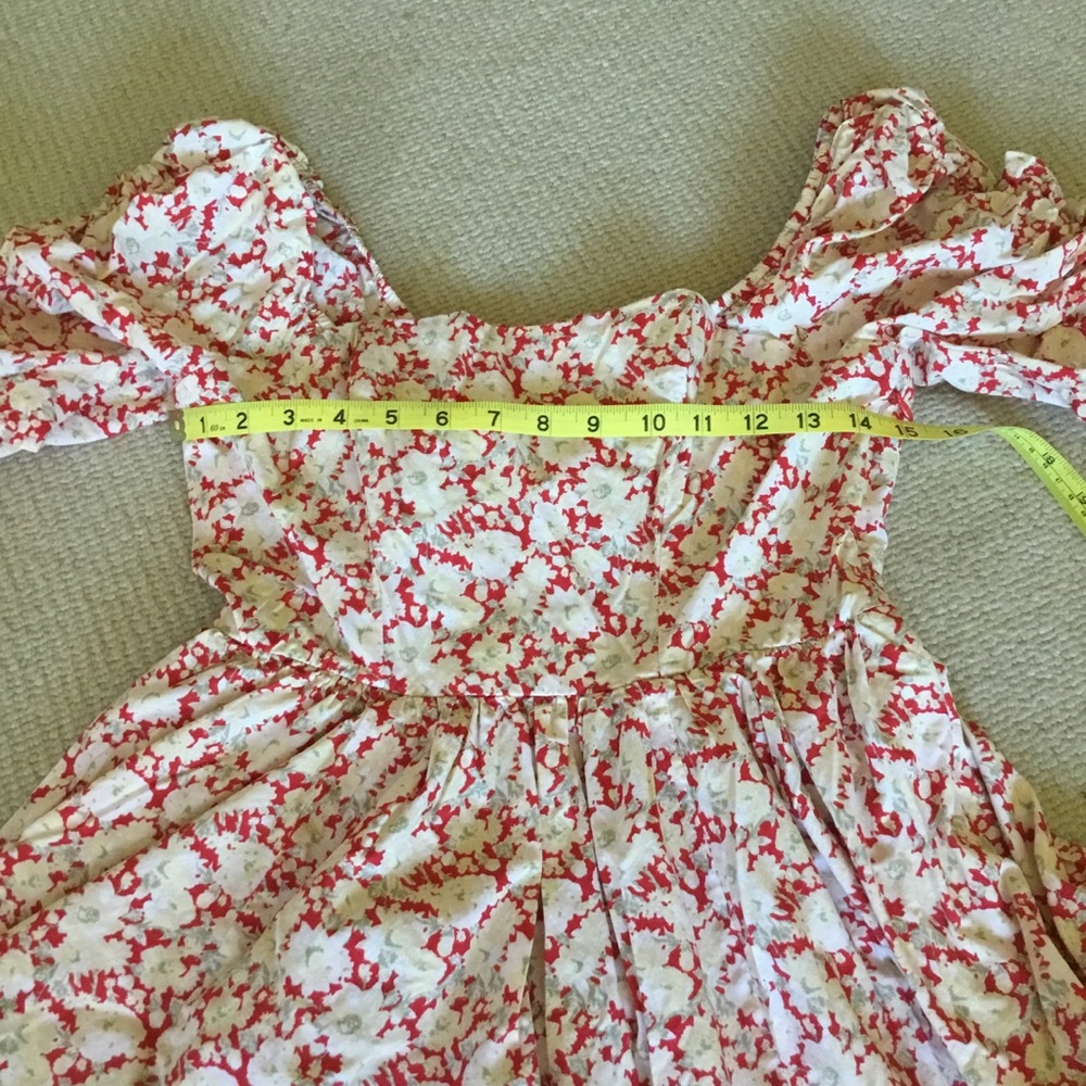 Free People She’s A Dream Red & Cream Floral Midi Dress - sz 6 - Picture 11 of 14